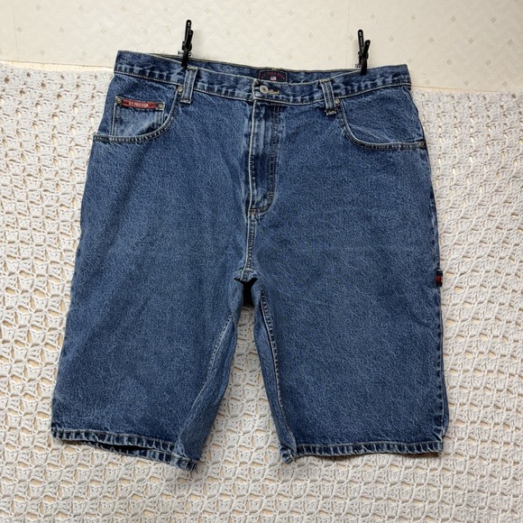 Vintage US Polo Assn Jeans Shorts Mens 38 Blue Denim Baggy Y2K Carpenter Grunge - Picture 3 of 9